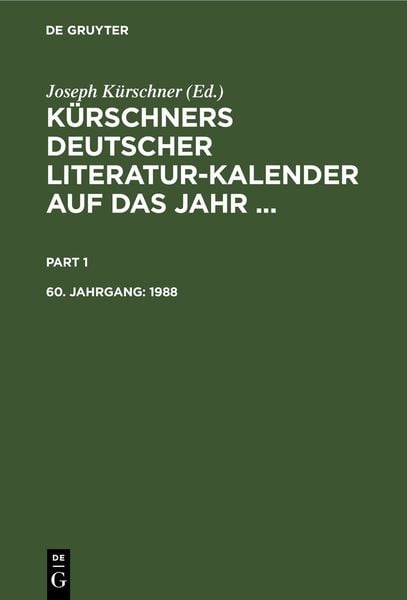 1988, Gebundene Ausgabe von , De Gruyter, 978-3-11-241813-0
