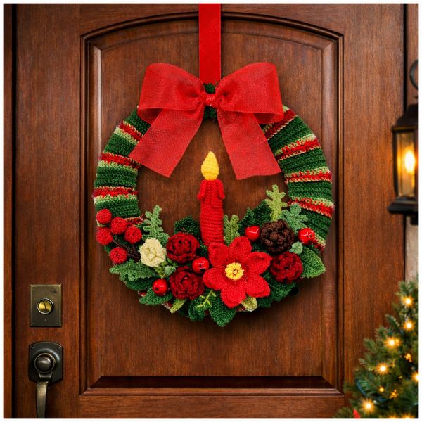 HTI-Living Weihnachtskranz Häkelset DIY Bastelset 30 cm mit Zubehör