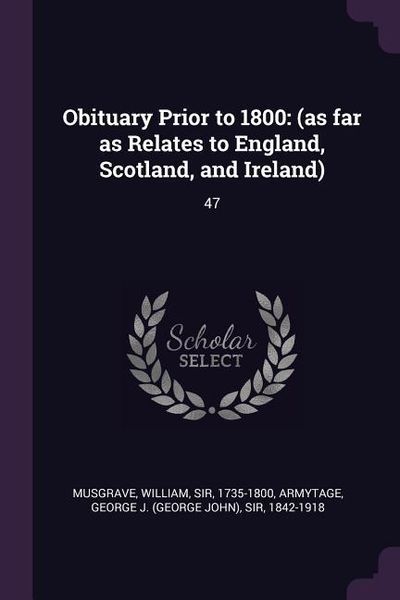 Produktbild: Obituary Prior to 1800