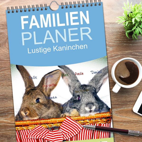 Produktbild: Familienplaner 2026 - Lustige Kaninchen mit 5 Spalten (Wandkalender, 21 x 45 cm) CALVENDO