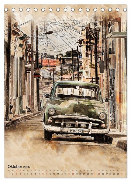 Produktbild: Cuba Retro Kalender (Tischkalender 2026 DIN A5 hoch), CALVENDO Monatskalender
