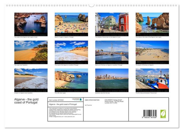 Produktbild: Algarve - the gold coast of Portugal (High Quality Premium Wall Calendar 2026 DIN A2 landscape),CALVENDO 12 Month Wall Calendar