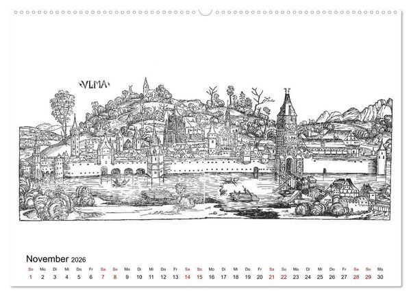 Produktbild: Schedelsche Weltchronik Deutsche St&auml;dte 1493 (Wandkalender 2026 DIN A2 quer), CALVENDO Monatskalender