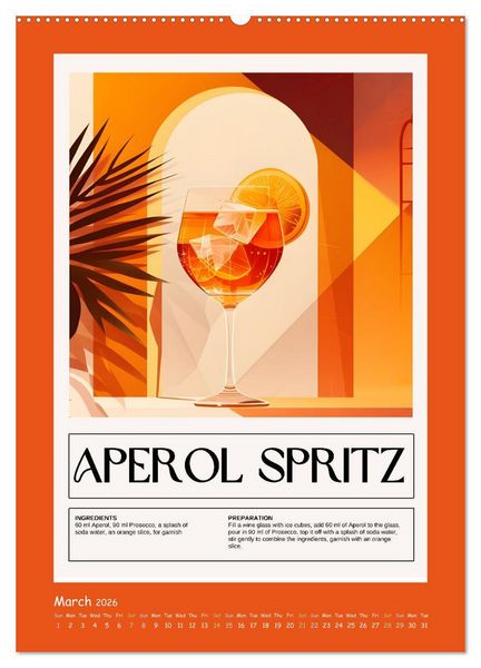 Produktbild: Classic Cocktails (High Quality Premium Wall Calendar 2026 DIN A2 portrait),CALVENDO 12 Month Wall Calendar