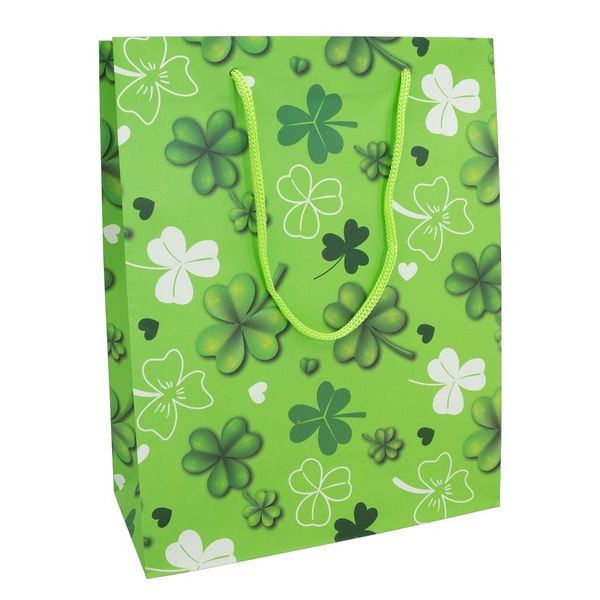 Produktbild: Idena Geschenktasche Gl&uuml;cksklee gr&uuml;n 25x35x8cm 128g/m&sup2;