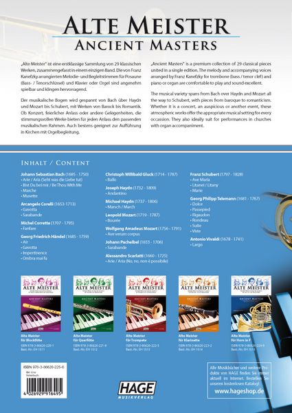 Produktbild: Alte Meister f&uuml;r Posaune und Klavier/Orgel