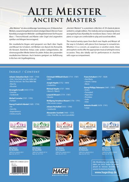 Produktbild: Alte Meister f&uuml;r Posaune und Klavier/Orgel