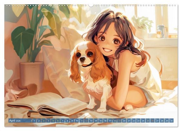 Produktbild: Tierische Anime-Freunde - Fr&ouml;hliche Streifz&uuml;ge mit Hund und Katze (Wandkalender 2026 DIN A2 quer), CALVENDO Monatskalender