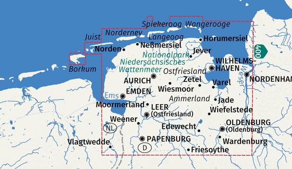 Produktbild: KOMPASS Wanderkarten-Set 410 Ostfriesland, Friesland, Ammerland, Oldenburg, Wesermarsch (3 Karten) 1:50.000