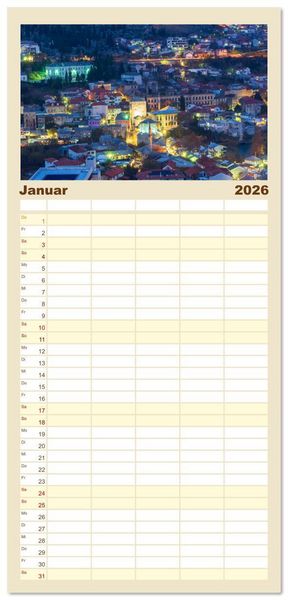 Produktbild: Familienplaner 2026 - Die Altstadt von Mostar mit 5 Spalten (Wandkalender, 21 x 45 cm) CALVENDO