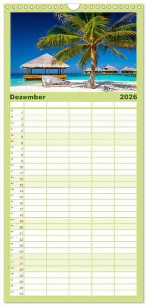 Produktbild: Familienplaner 2026 - Malediven - Wei&szlig;e Str&auml;nde und T&uuml;rkises Meer. mit 5 Spalten (Wandkalender, 21 x 45 cm) CALVENDO
