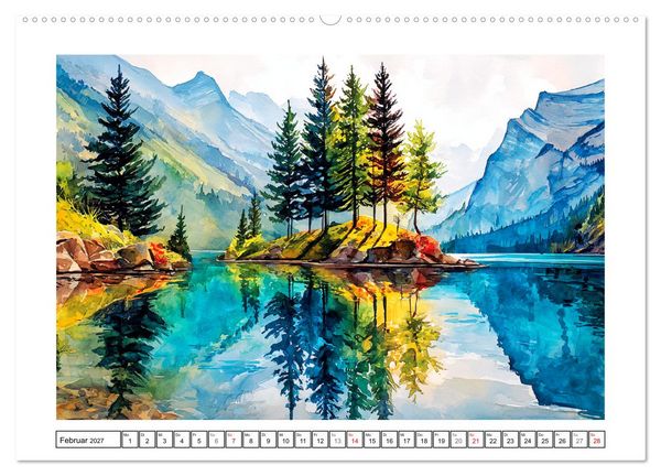 Produktbild: Kanada in Farben. Aquarelle zwischen Skyline und Wildnis (Wandkalender 2027 DIN A2 quer), CALVENDO Monatskalender