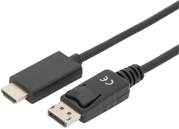 Produktbild: Digitus DisplayPort / HDMI Adapterkabel DisplayPort Stecker, HDMI-A Stecker 2.00 m Schwarz AK-340303-020-S dreifach geschirmt DisplayPort-Kabel