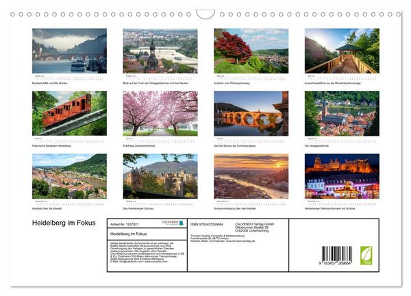 Produktbild: Heidelberg im Fokus (Wandkalender 2026 DIN A3 quer), CALVENDO Monatskalender