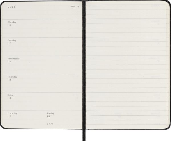 Produktbild: Moleskine 18 Monate Wochen Notizkalender 2026/2027, P/A6, 1 Wo = 1 Seite, Rechts linierte Seite, Fester Einband, Schwarz<BR>