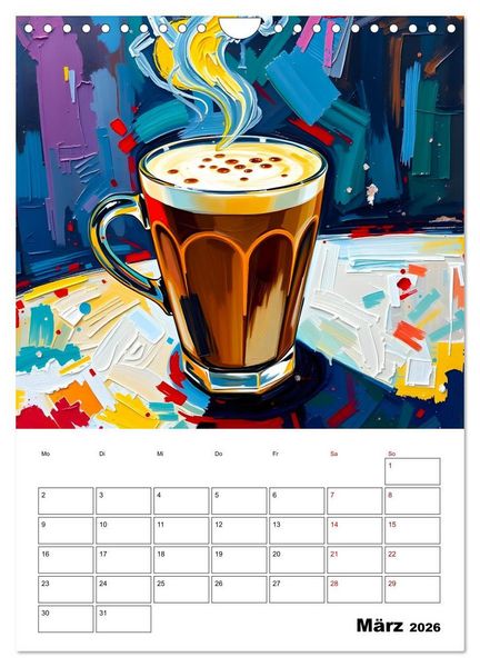 Produktbild: Kaffee trifft Kunst - Aromatische Pinselstriche (Wandkalender 2026 DIN A4 hoch), CALVENDO Monatskalender