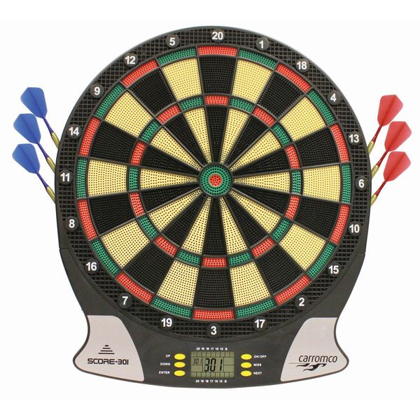 Carromco Elektronik Dartboard Score 301 inkl. 6 Softdarts und 20 Tips mit LCD Display