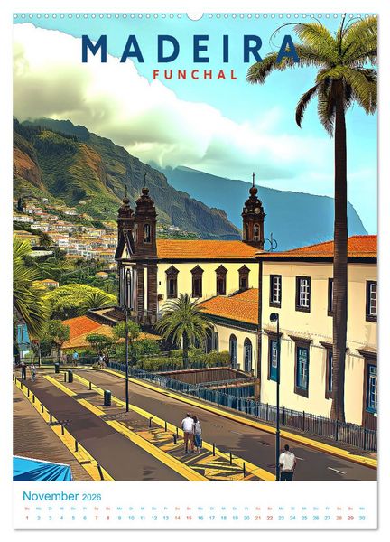 Produktbild: Madeira - Old School Poster Style (hochwertiger Premium Wandkalender 2026 DIN A2 hoch), Kunstdruck in Hochglanz
