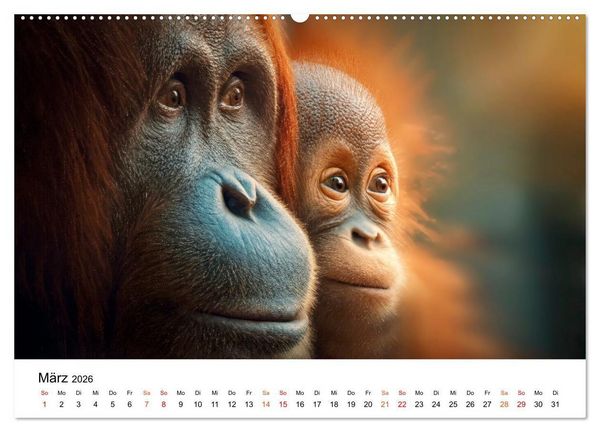 Produktbild: Orang Utans - Leben in den Baumkronen (hochwertiger Premium Wandkalender 2026 DIN A2 quer), Kunstdruck in Hochglanz