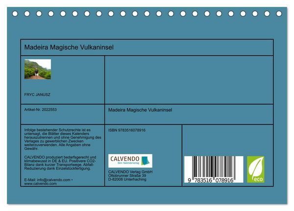 Produktbild: Madeira Magische Vulkaninsel (Tischkalender 2026 DIN A5 quer), CALVENDO Monatskalender