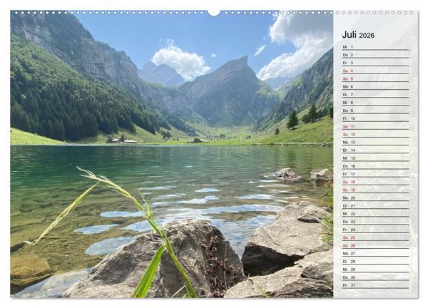 Produktbild: Alpenauszeit - Schweizer Bergsommermomente f&uuml;r die Seele (hochwertiger Premium Wandkalender 2026 DIN A2 quer), Kunstdruck in Hochglanz