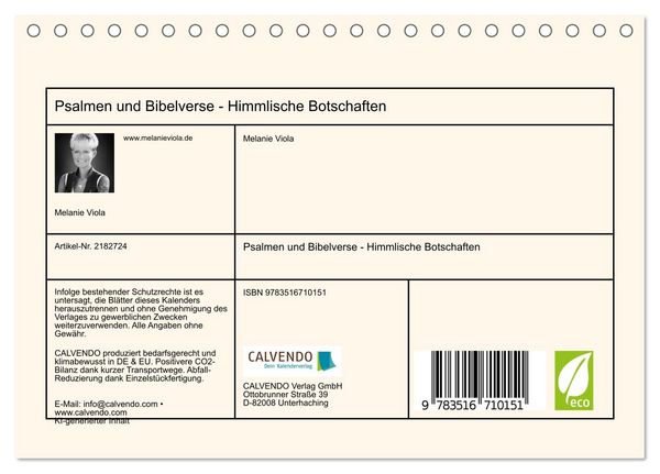 Produktbild: Psalmen und Bibelverse - Himmlische Botschaften (Tischkalender 2026 DIN A5 quer), CALVENDO Monatskalender