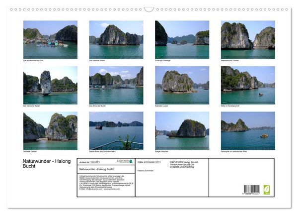 Produktbild: Naturwunder - Halong Bucht (Wandkalender 2027 DIN A2 quer), CALVENDO Monatskalender