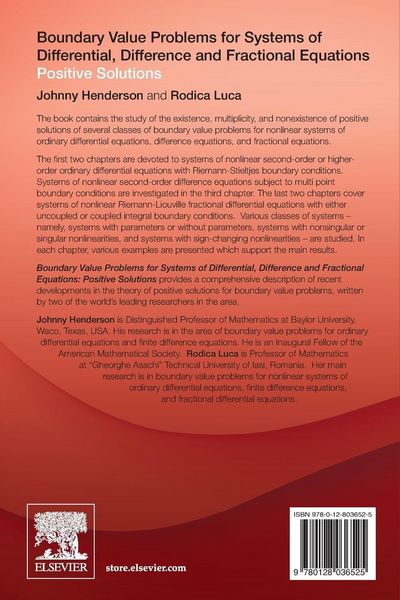 Produktbild: Boundary Value Problems for Systems of Differential, Difference and Fractional Equations
