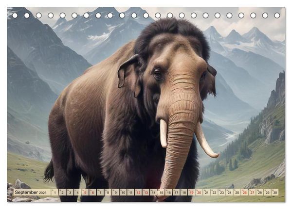 Produktbild: Riesen der Eiszeit &ndash; Ein Jahr voller Mammut Momente (Tischkalender 2026 DIN A5 quer), CALVENDO Monatskalender