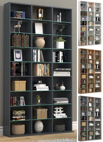 Holz CD DVD Standregal Bücherregal Regal Zilas XL