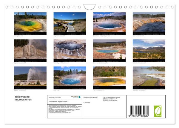 Produktbild: Yellowstone Impressionen (Wandkalender 2026 DIN A4 quer), CALVENDO Monatskalender