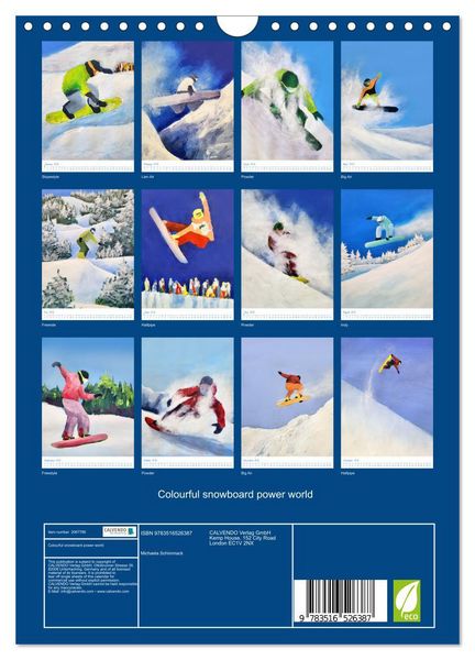 Produktbild: Colourful snowboard power world (Wall Calendar 2026 DIN A4 portrait), CALVENDO 12 Month Wall Calendar