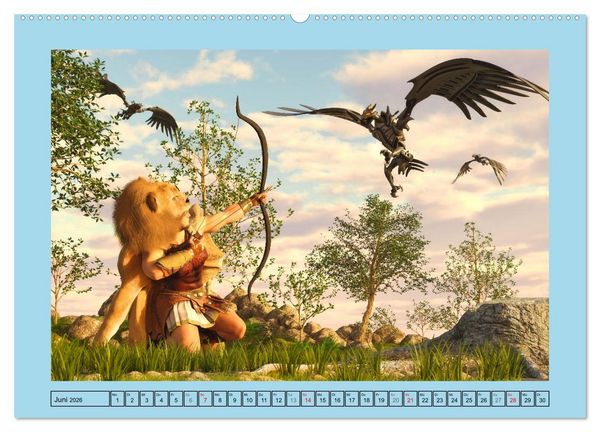 Produktbild: Die zw&ouml;lf Aufgaben des Herkules (hochwertiger Premium Wandkalender 2026 DIN A2 quer), Kunstdruck in Hochglanz