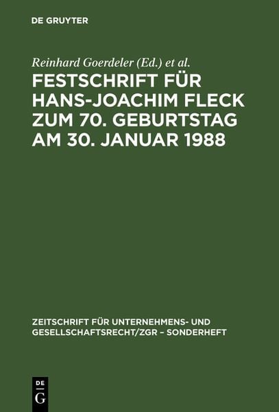 Produktbild: Festschrift f&uuml;r Hans-Joachim Fleck zum 70. Geburtstag am 30. Januar 1988
