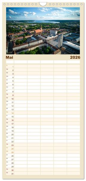 Produktbild: Familienplaner 2026 - &Auml;stehtik von oben mit 5 Spalten (Wandkalender, 21 x 45 cm) CALVENDO