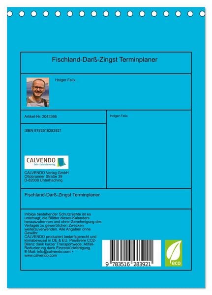 Produktbild: Fischland-Dar&szlig;-Zingst Terminplaner (Tischkalender 2026 DIN A5 hoch), CALVENDO Monatskalender