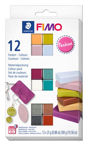 Produktbild: STAEDTLER FIMO soft 8023, ofenhärtende Modelliermasse, Fashion Colours, 12 Halbblöcken á 25 g