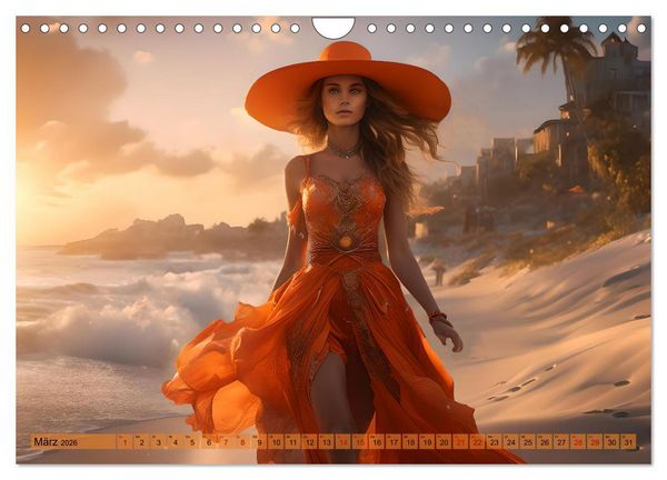 Produktbild: Strandzauber- Frauen in eleganten Kleidern (Wandkalender 2026 DIN A4 quer), CALVENDO Monatskalender