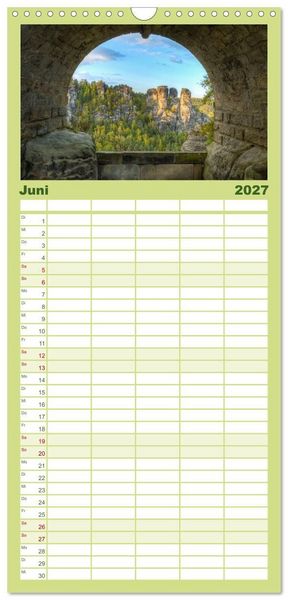 Produktbild: Familienplaner 2027 - Wundersch&ouml;nes Elbsandsteingebirge mit 5 Spalten (Wandkalender, 21 x 45 cm) CALVENDO