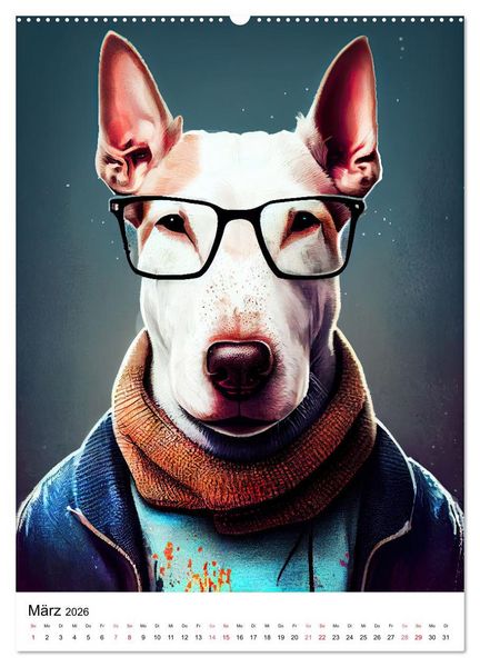 Produktbild: Hunde im Hipster Stil (Wandkalender 2026 DIN A2 hoch), CALVENDO Monatskalender