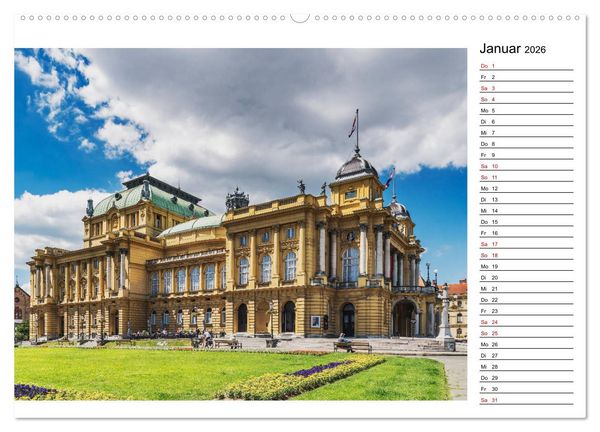 Produktbild: Ein Wochenende in Zagreb (hochwertiger Premium Wandkalender 2026 DIN A2 quer), Kunstdruck in Hochglanz