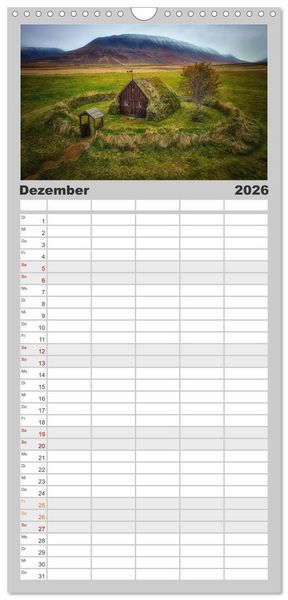 Produktbild: Familienplaner 2026 - Island - Traumland am Rande der Arktis mit 5 Spalten (Wandkalender, 21 x 45 cm) CALVENDO