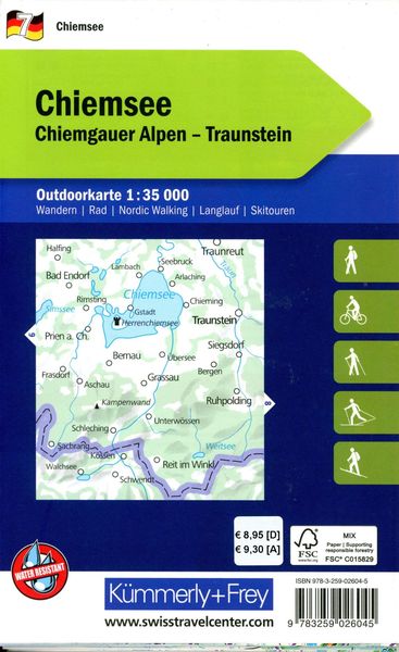 Produktbild: K&uuml;mmerly+Frey Outdoorkarte Deutschland 7 Chiemsee 1:35.000