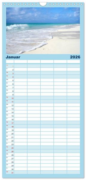 Produktbild: Familienplaner 2026 - Traumstr&auml;nde in der Karibik mit 5 Spalten (Wandkalender, 21 x 45 cm) CALVENDO