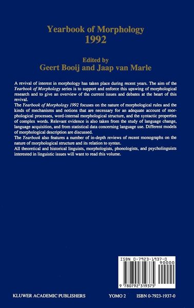 Produktbild: Yearbook of Morphology 1992