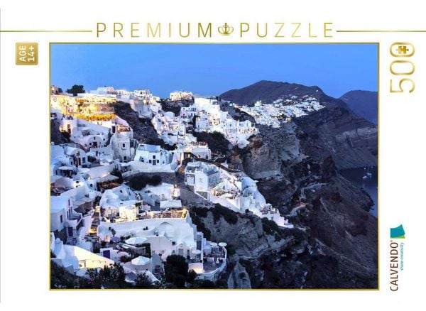 CALVENDO Puzzle Oia zur blauen Stunde | 500 Teile Lege-Größe 48 × 36 cm Foto-Puzzle für Erwachsene
