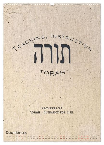 Produktbild: The Radiant Path Hebrew Letters Inspiring the Soul (High Quality Premium Wall Calendar 2026 DIN A2 portrait),CALVENDO 12 Month Wall Calendar