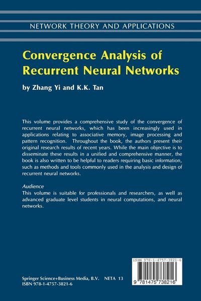 Produktbild: Convergence Analysis of Recurrent Neural Networks