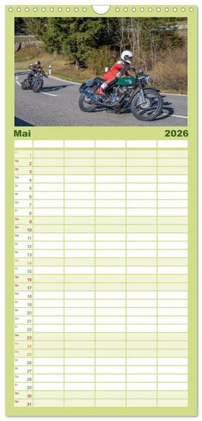 Produktbild: Familienplaner 2026 - Motorr&auml;der am Jochpass mit 5 Spalten (Wandkalender, 21 x 45 cm) CALVENDO
