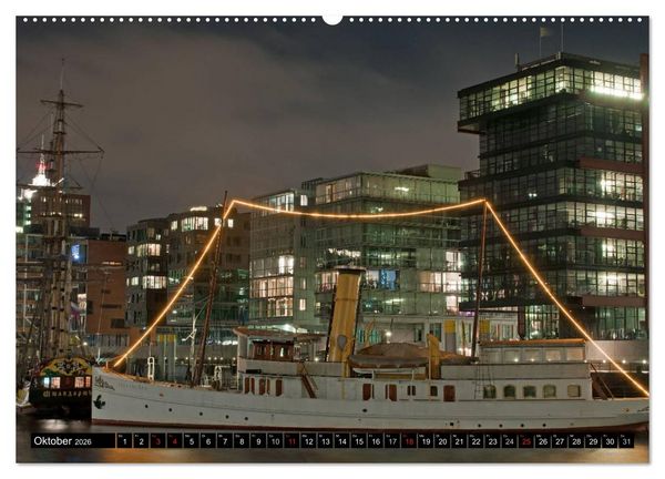 Produktbild: Mein Hamburg - Am sch&ouml;nsten bei Nacht (hochwertiger Premium Wandkalender 2026 DIN A2 quer), Kunstdruck in Hochglanz